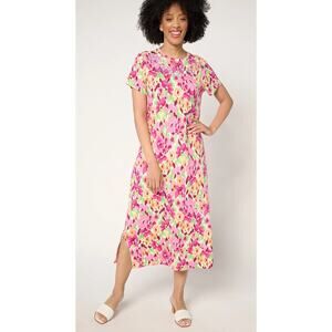 Quacker Factory Hello Spring Floral and Bling Maxi Dress Size Medium
